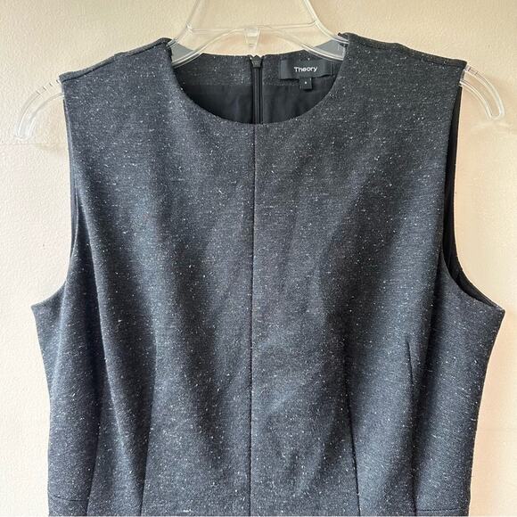 THEORY Dress Wool Blend Sleeveless Fit & Flare Speckled Gray 6 Quiet Luxury - Picture 2 of 12